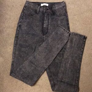 Black acid wash high waisted jeans